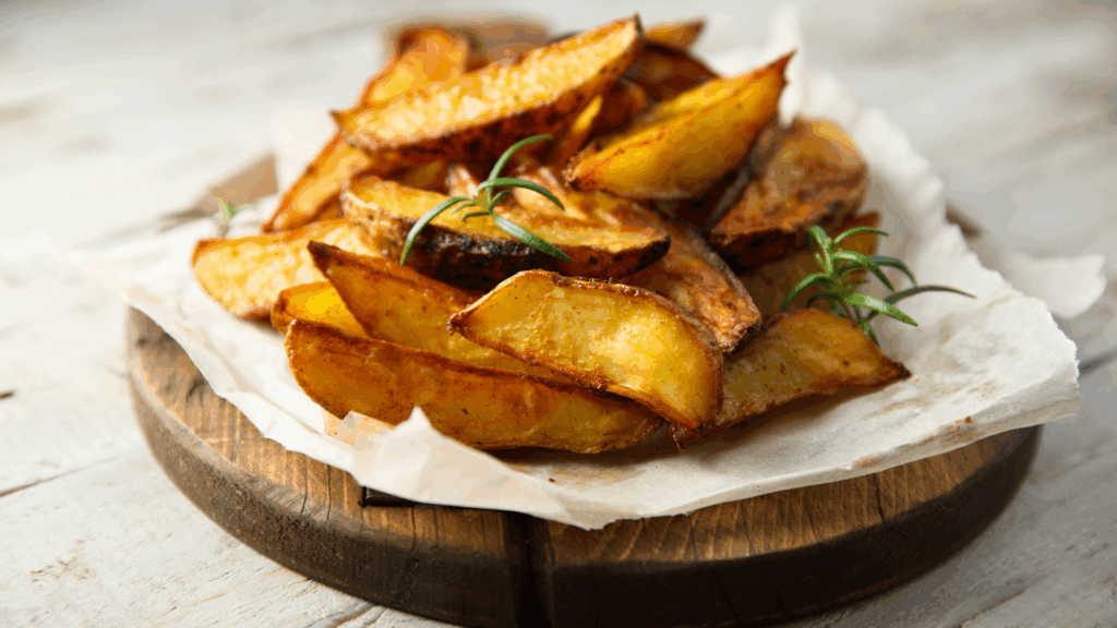 Batatas-Doces Assadas em Gomos (Plant-Based) 1 Uma alternativa saudável e saborosa às batatas fritas tradicionais, essas batatas-doces assadas são temperadas com especiarias e assadas até ficarem douradas e crocantes por fora, macias por dentro.