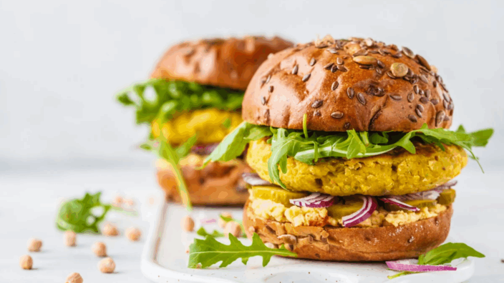 Hambúrguer Plant-Based de Batata com Chutney de Coentro 1 Um hambúrguer aromático e nutritivo, inspirado nos sabores da culinária indiana Este hambúrguer combina a cremosidade da batata com especiarias vibrantes como cúrcuma, cominho e gengibre, envolto em uma massa leve de farinha de grão-de-bico. Acompanhado por um chutney fresco de coentro e limão, é uma opção deliciosa e funcional para qualquer refeição.