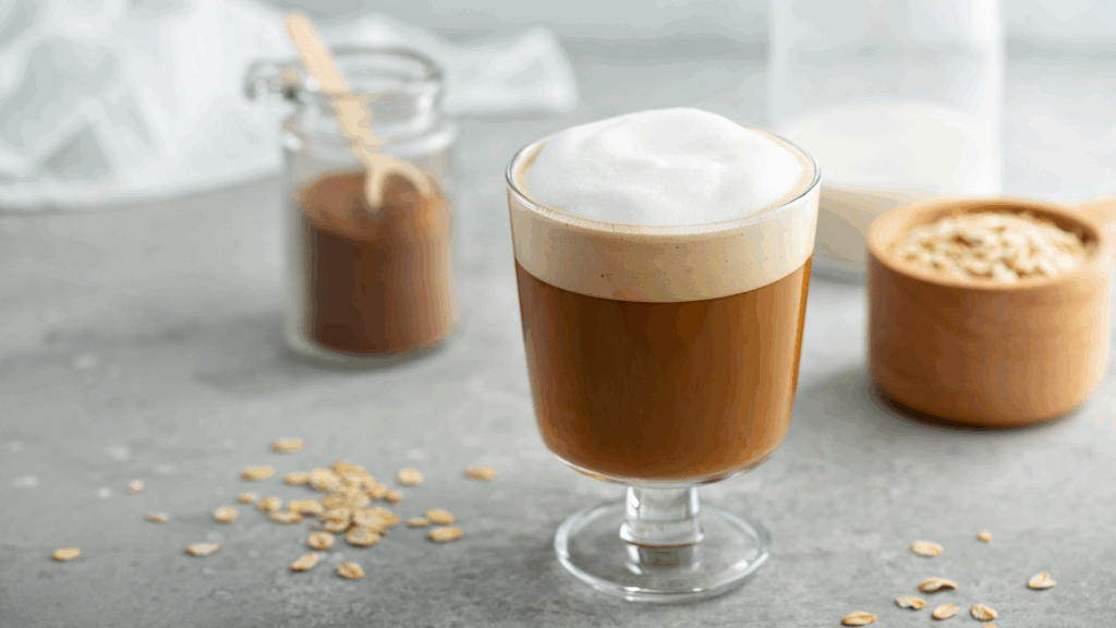 Golden Latte Proteico com Leite de Aveia 1 Esse famoso “leite dourado” é um verdadeiro clássico da nutrição funcional e agora ganha uma versão ainda mais poderosa: com proteína vegetal, perfeita para quem treina ou busca energia e saciedade ao longo do dia. A combinação de cúrcuma, gengibre, canela e pimenta-do-reino cria um efeito anti-inflamatório natural, ideal para quem sofre com dores articulares, baixa imunidade ou simplesmente quer um reforço saudável e reconfortante.