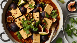 Uma fusão aromática de sabores chineses e marroquinos em um prato funcional e reconfortante Esta receita combina a suavidade do tofu firme com a doçura dos figos secos e o toque picante e levemente entorpecente das pimentas Sichuan, tudo cozido lentamente em um tagine para realçar os sabores. Uma opção plant-based rica em proteínas e antioxidantes, perfeita para uma refeição nutritiva e cheia de sabor.