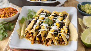 Uma versão saudável e funcional do clássico mexicano Estas enchiladas plant-based combinam uma mistura saborosa de "frango" à base de plantas, feijão preto e milho, envoltos em tortillas macias e cobertos com um molho de enchilada rico e queijo vegetal derretido. Uma refeição reconfortante e nutritiva para qualquer ocasião.